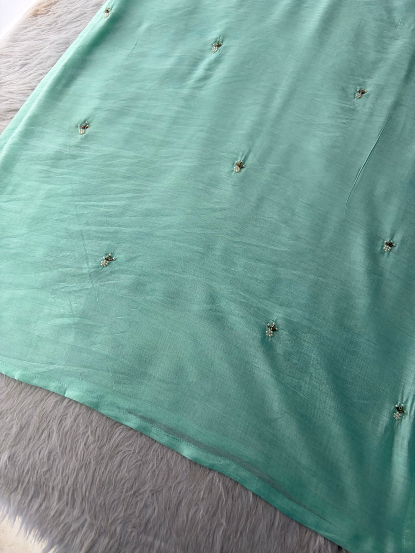 Mint Green Zardozi Embroidered Kurta Set for Women with Pants & Dupatta | Traditional Ethnic wear