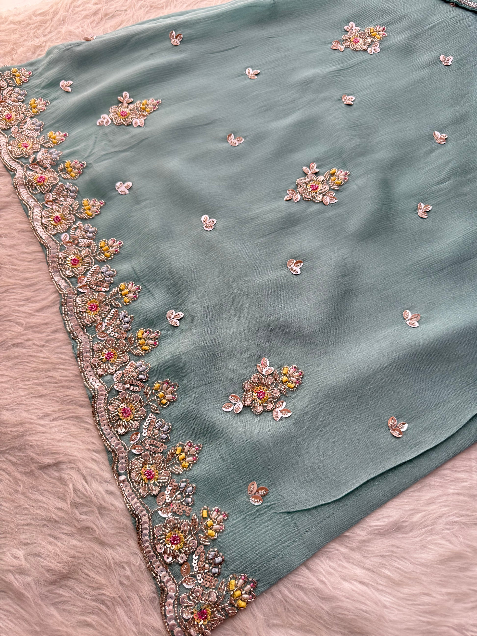 Sky Blue  Designer Embroidered Ethnic Kurta Set with Palazzo &  Dupatta - Prisachi Official