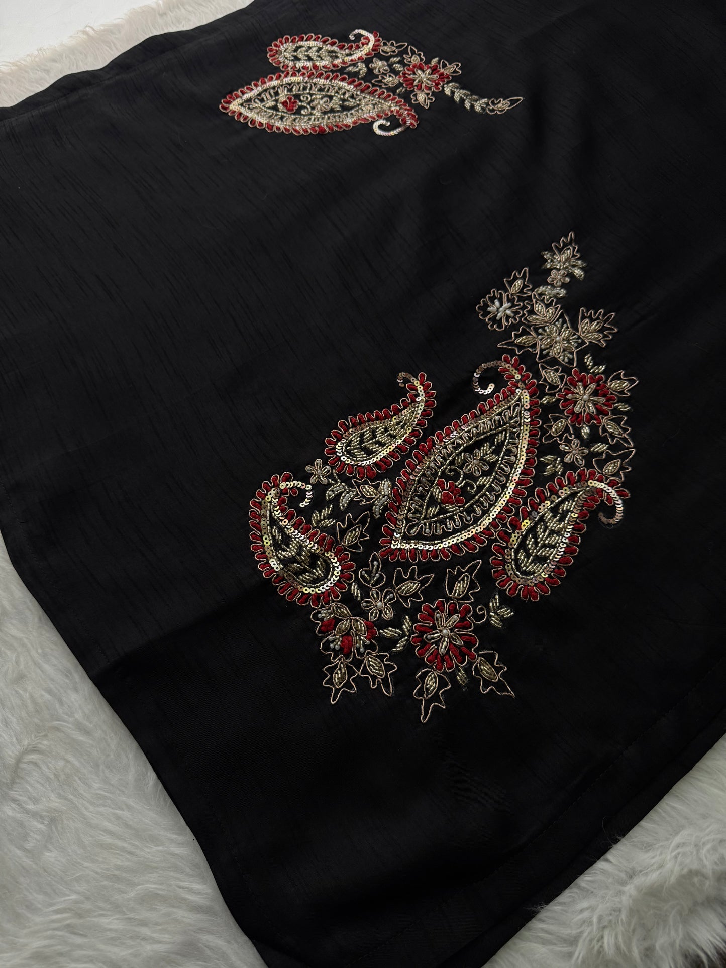 Black Embroidered Ethnic Kurta Set for Women with Pants & Dupatta - Prisachi Official