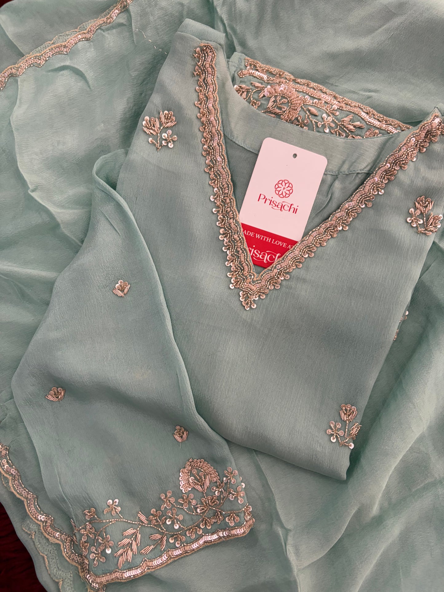 Sky Blue Zardozi Embroidered Kurti Set with Sharara And Dupatta | Festive & Wedding Ethnic Suit Set