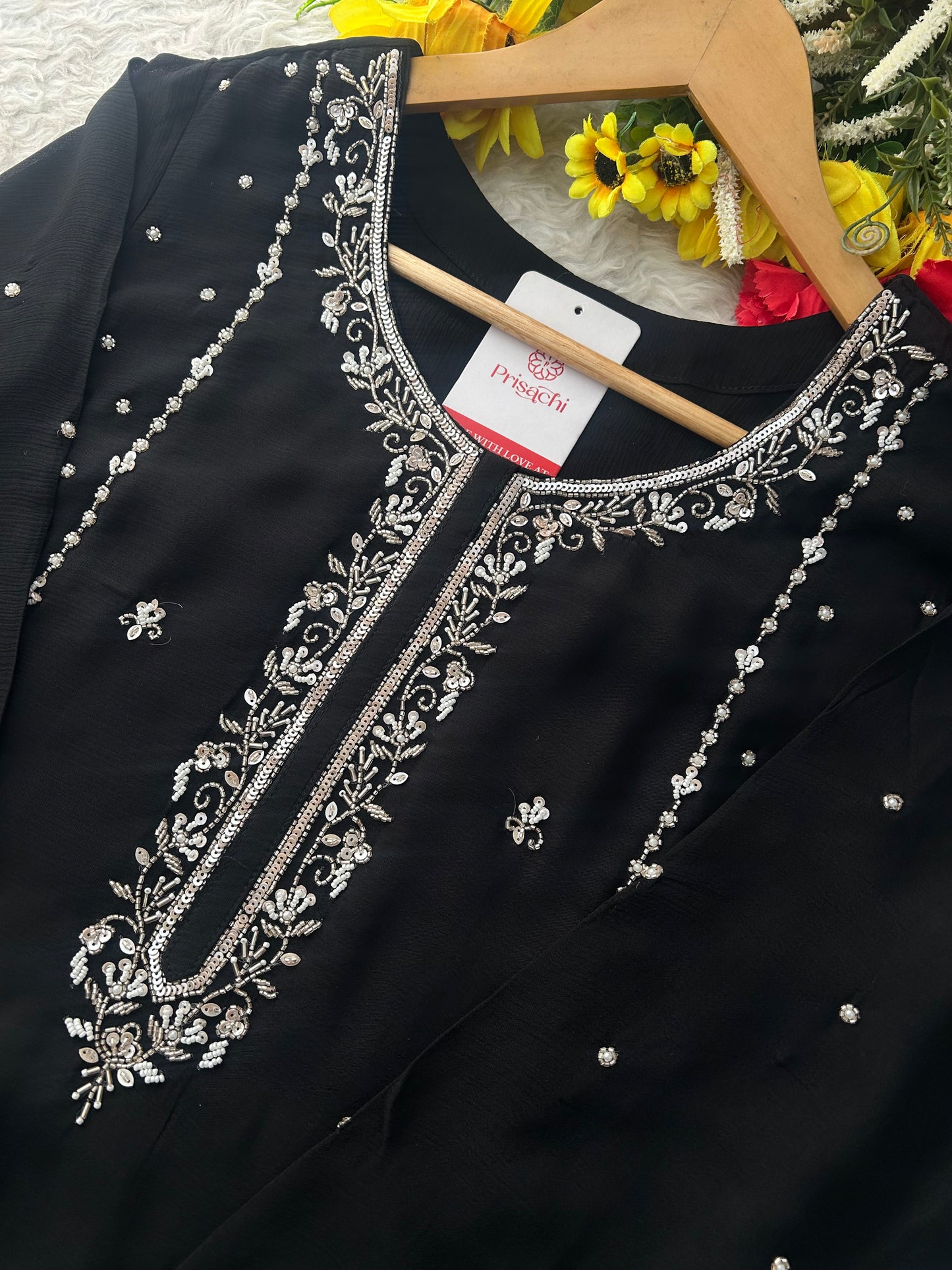 Black Embroidered Kurta Set with Palazzo & Dupatta | Festive and Party Wear Ethnic Suit