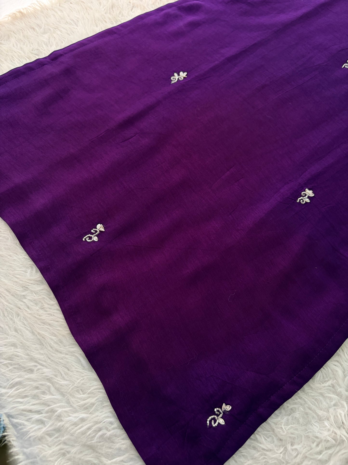 Purple Zardozi Embroidered Kurta Set for Women with Pants & Dupatta | Festive Ethnic wear