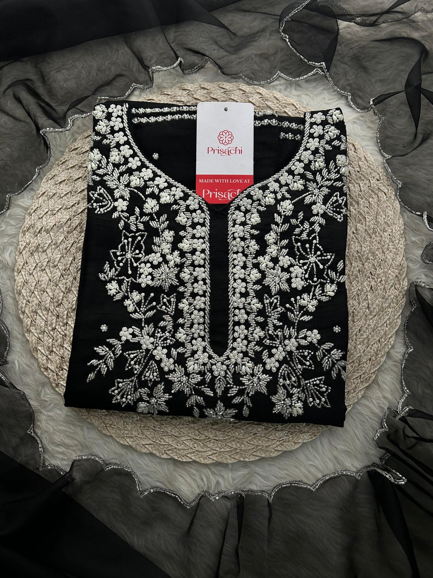 Black Designer Zardozi Embroidered Kurta Set with Pants & Dupatta| Ethnic Festive Wear