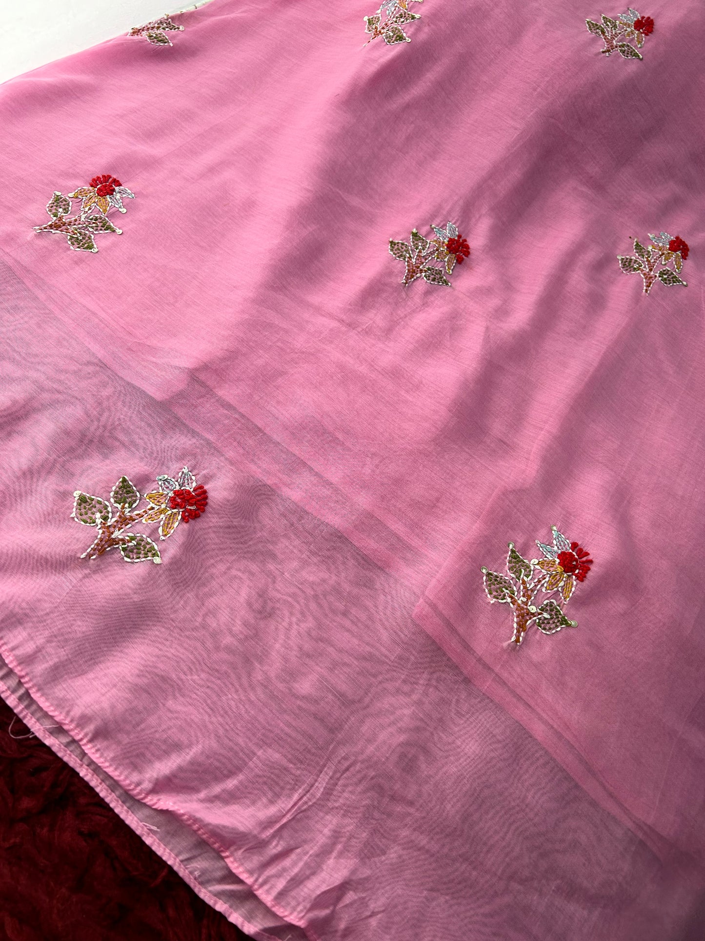 Pink Designer Ethnic A-Line Thread Embroidered Kurta Set with Dupatta and Pants