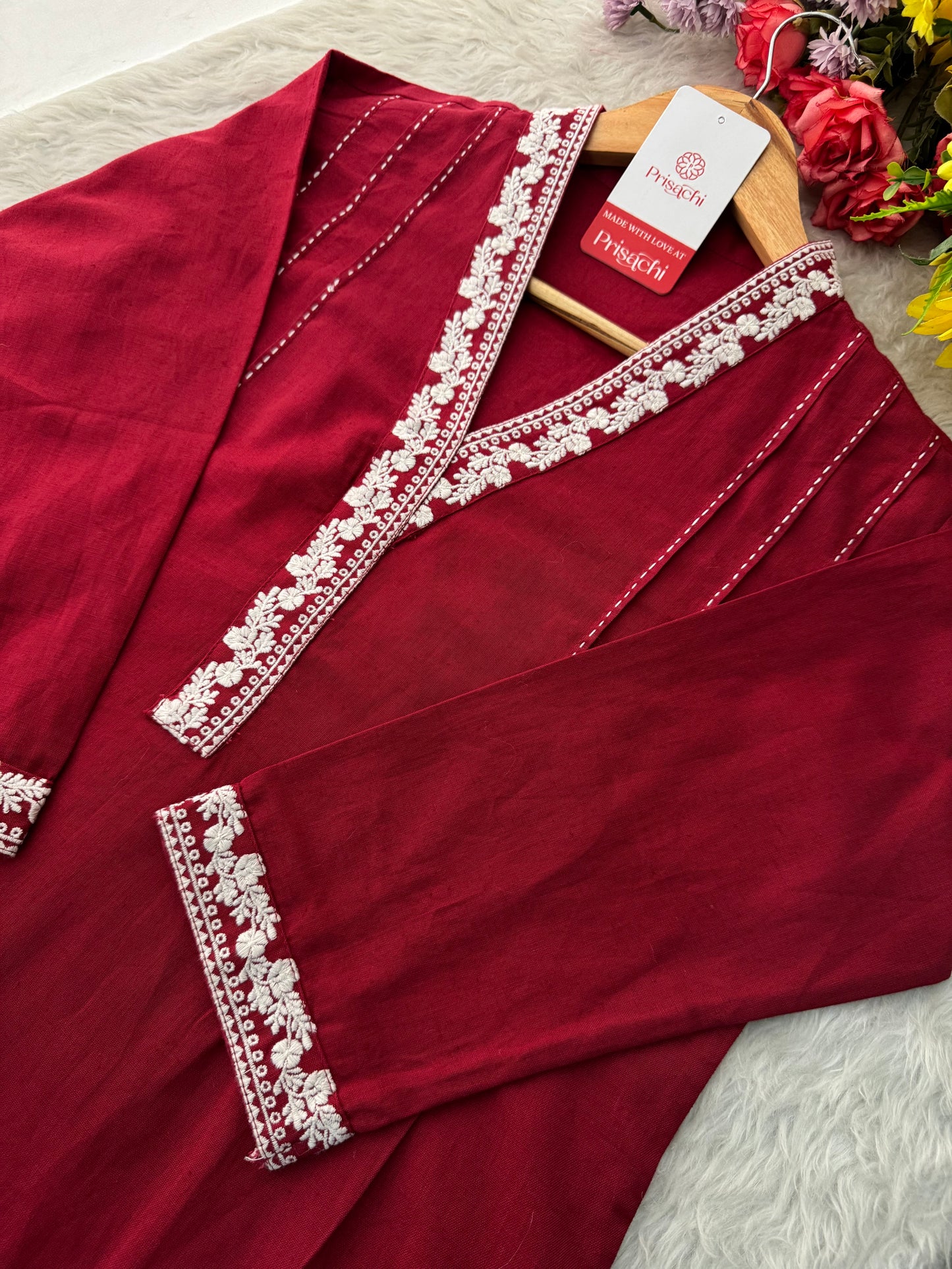 Designer Short Straight Kurti for Women | Thread Embroidered Kurta | Office, Casual & Daily Wear - Prisachi Official