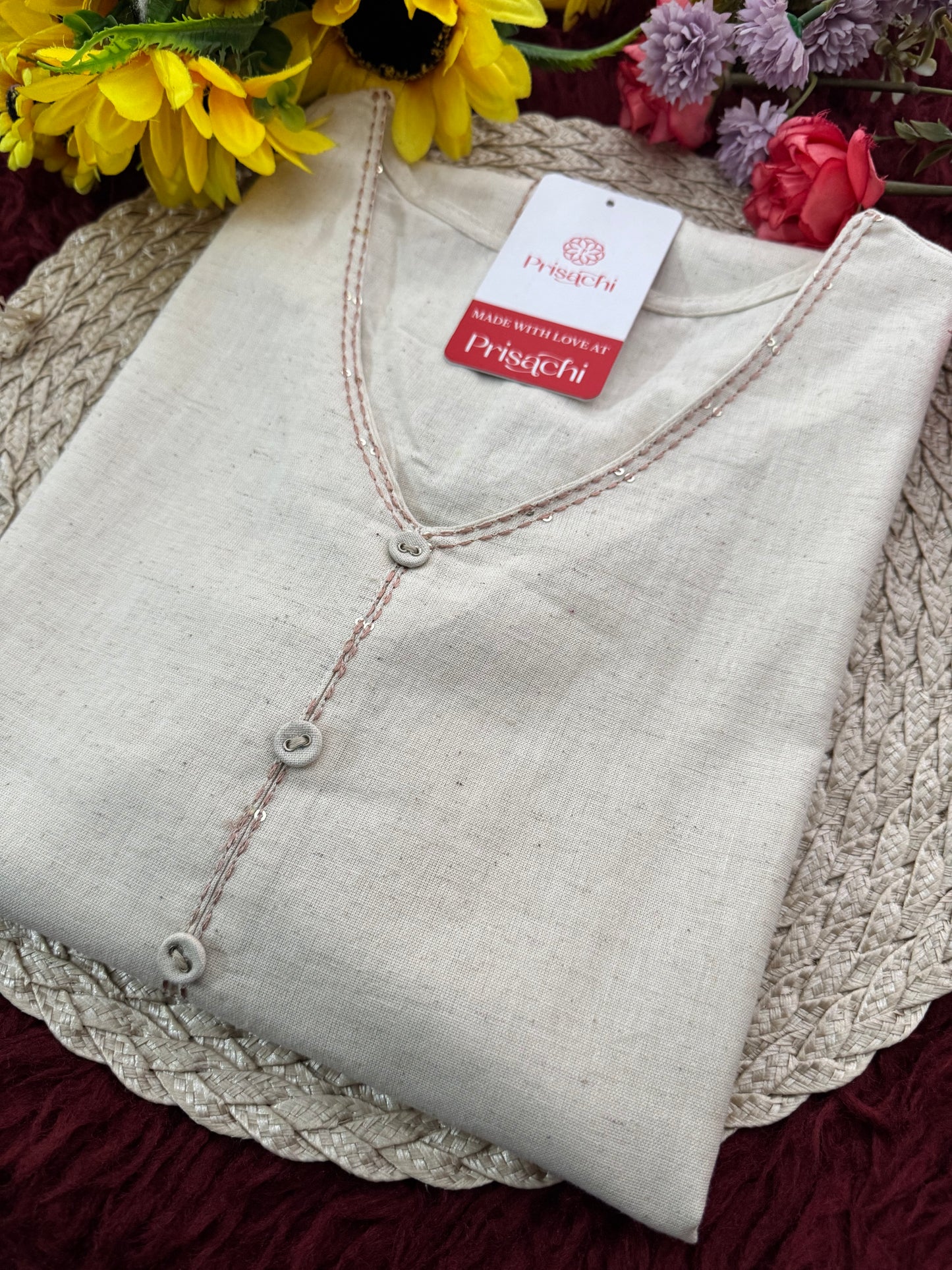 Designer Short Straight Kurti for Women | Thread Embroidered Kurta | Office, Casual & Daily Wear - Prisachi Official