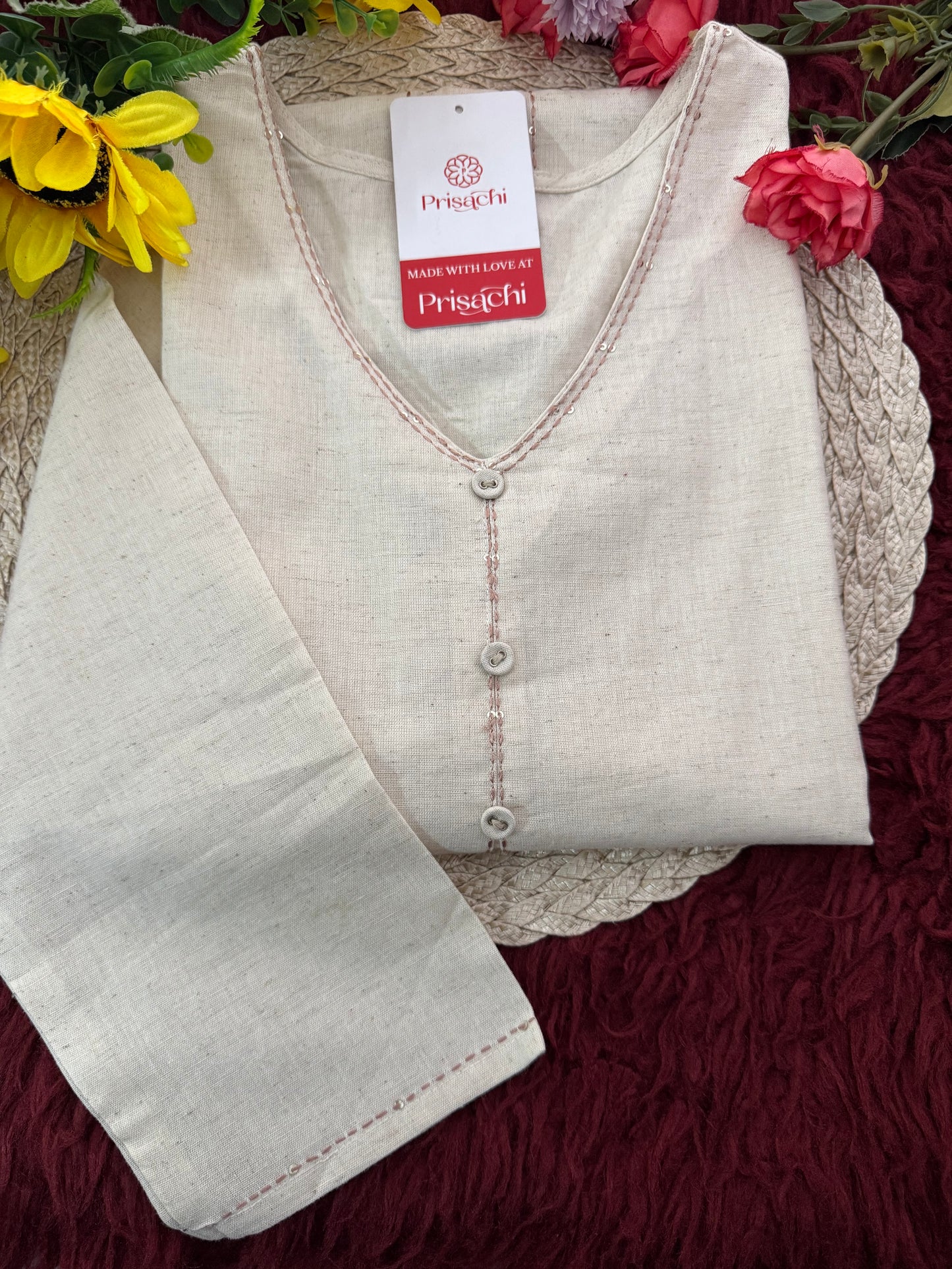 Designer Short Straight Kurti for Women | Thread Embroidered Kurta | Office, Casual & Daily Wear - Prisachi Official