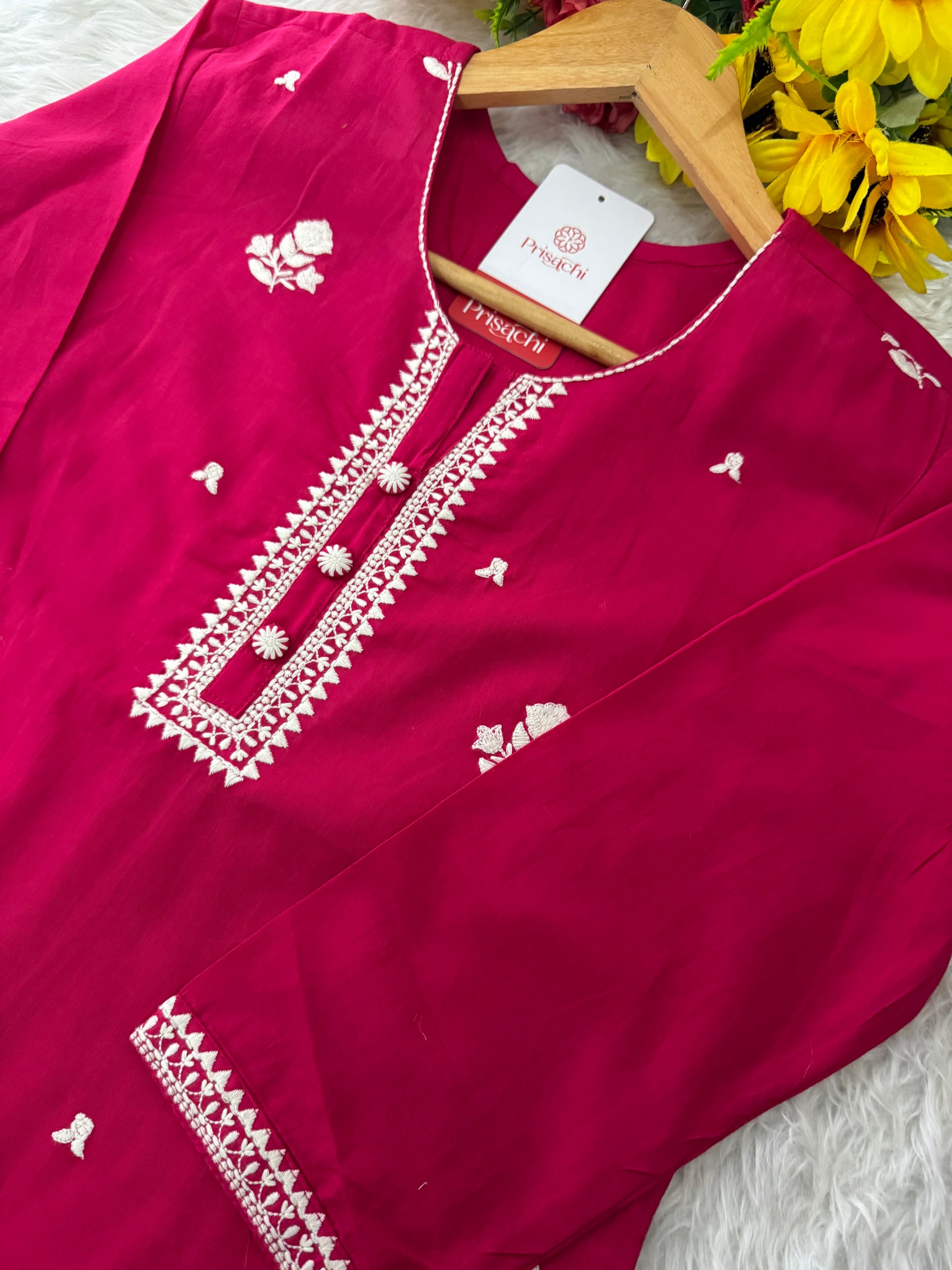 Designer Short Straight Kurti for Women | Thread Embroidered Kurta | Office, Casual & Daily Wear - Prisachi Official