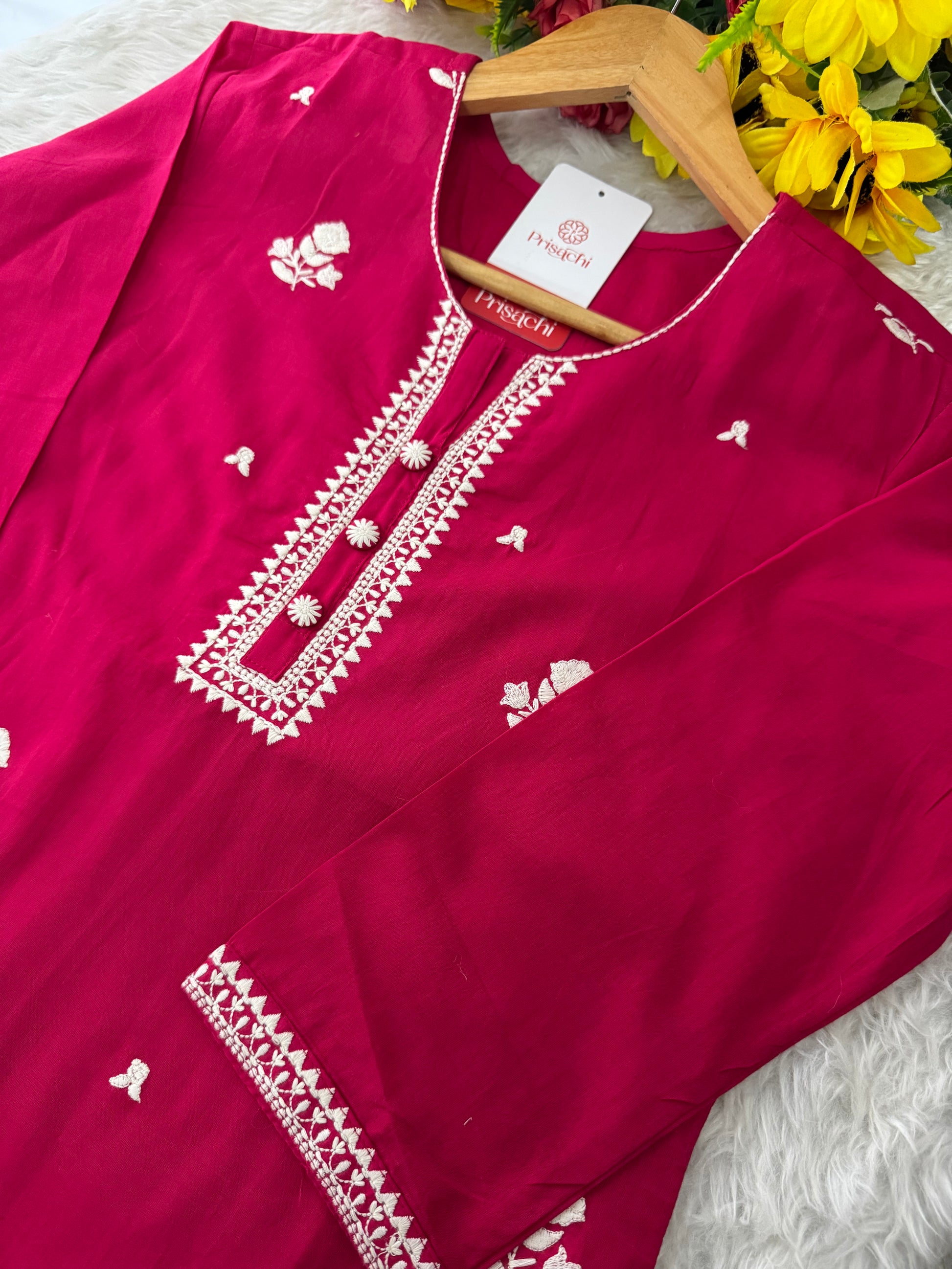 Designer Short Straight Kurti for Women | Thread Embroidered Kurta | Office, Casual & Daily Wear - Prisachi Official
