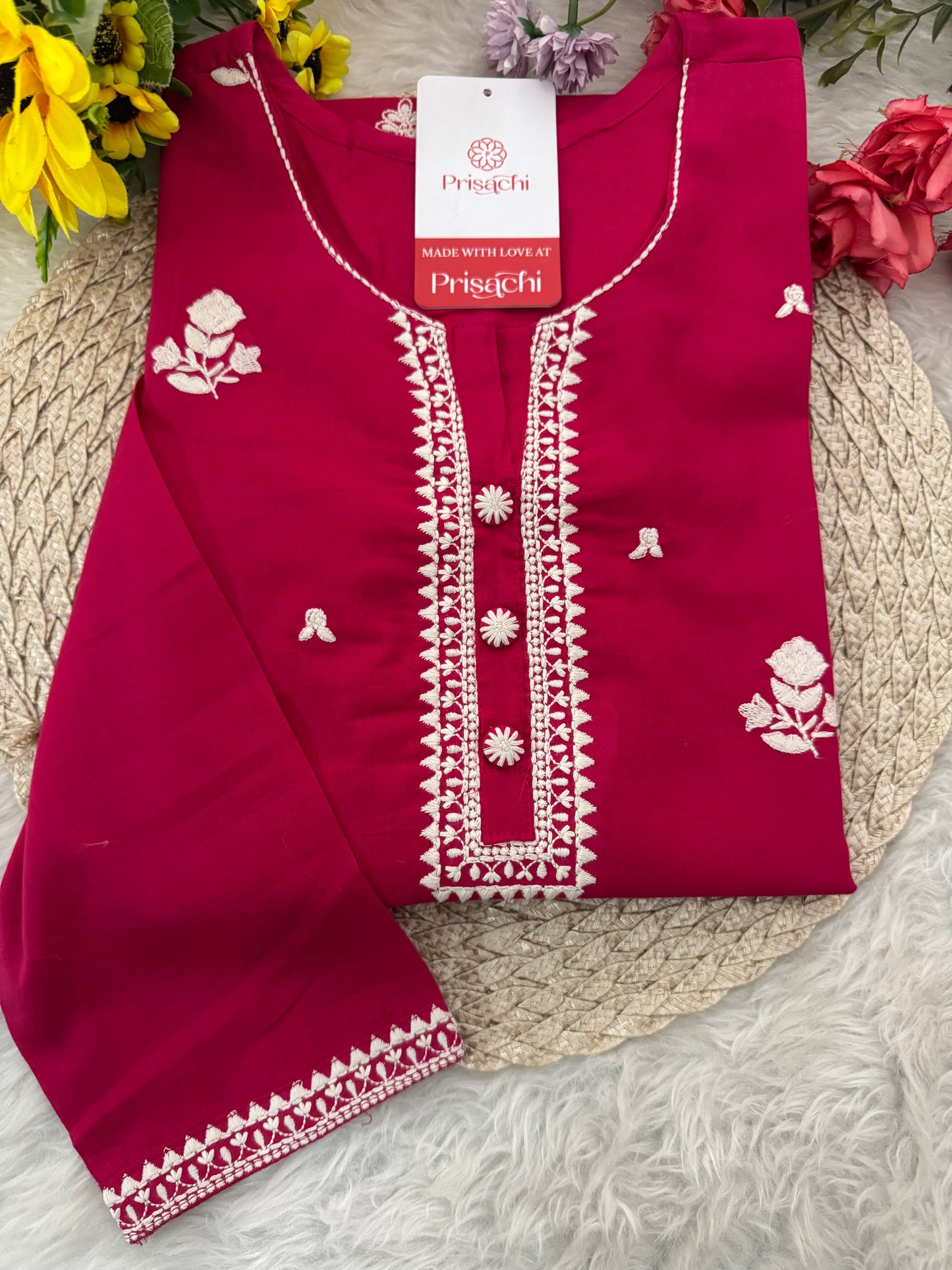 Designer Short Straight Kurti for Women | Thread Embroidered Kurta | Office, Casual & Daily Wear - Prisachi Official