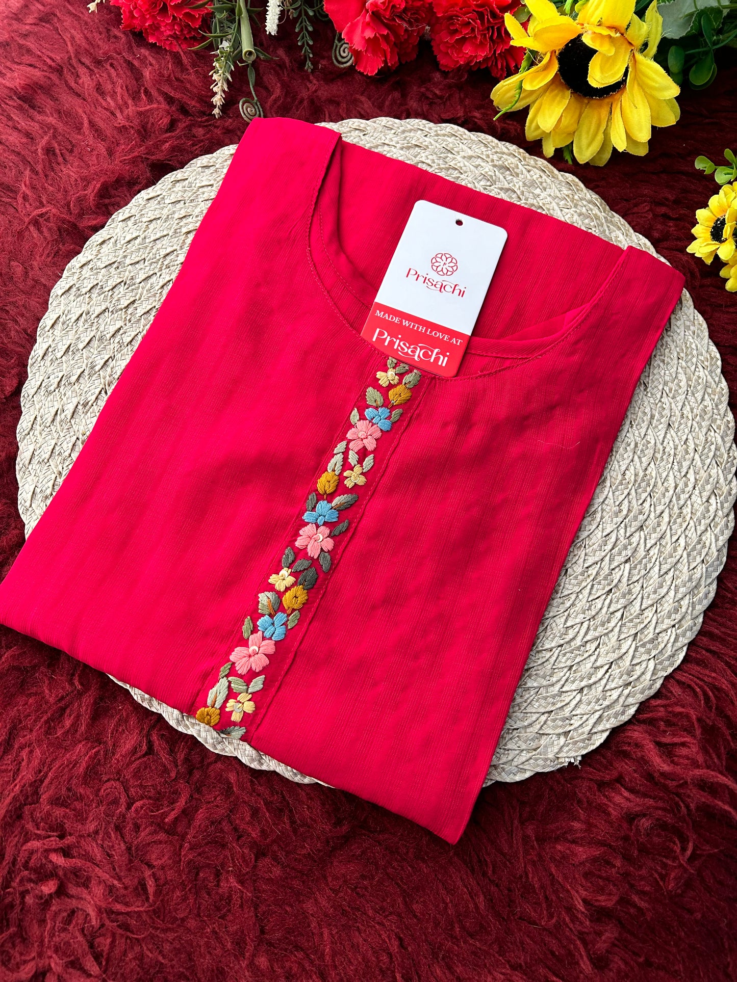 Designer Thread Embroidered Ethnic Straight Long Kurti | Casual Office And Daily Wear