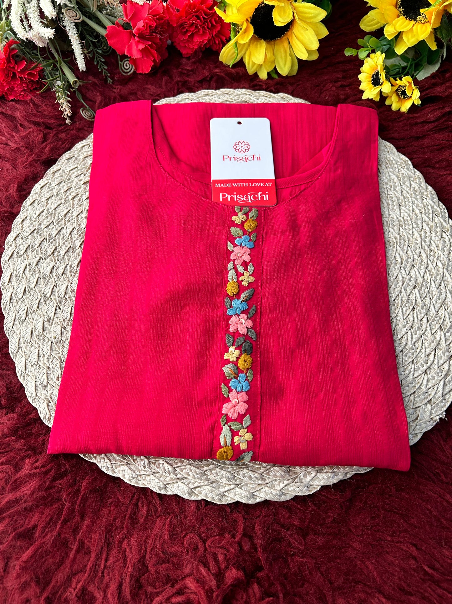 Designer Thread Embroidered Ethnic Straight Long Kurti | Casual Office And Daily Wear