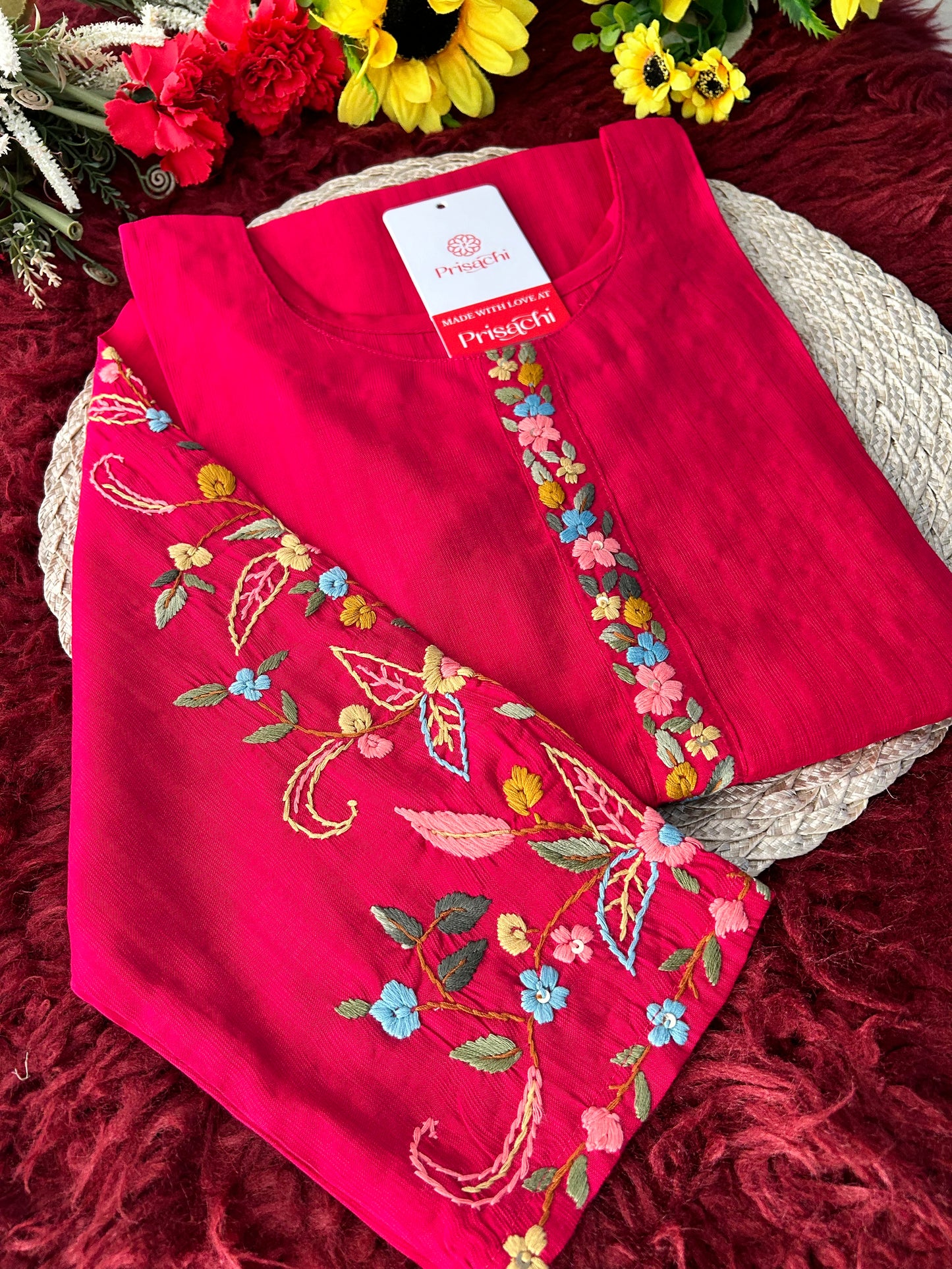 Designer Thread Embroidered Ethnic Straight Long Kurti | Casual Office And Daily Wear