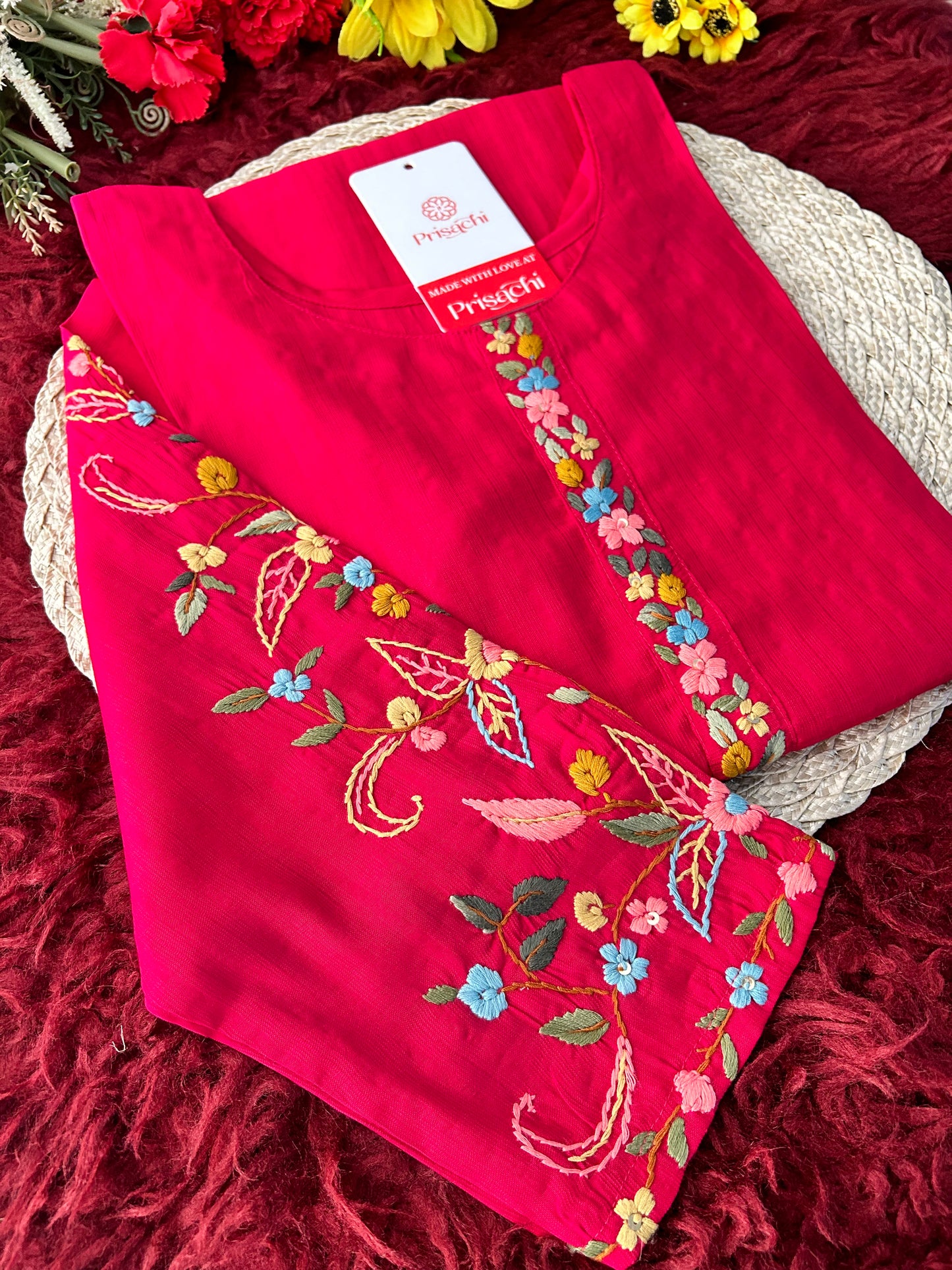 Designer Thread Embroidered Ethnic Straight Long Kurti | Casual Office And Daily Wear