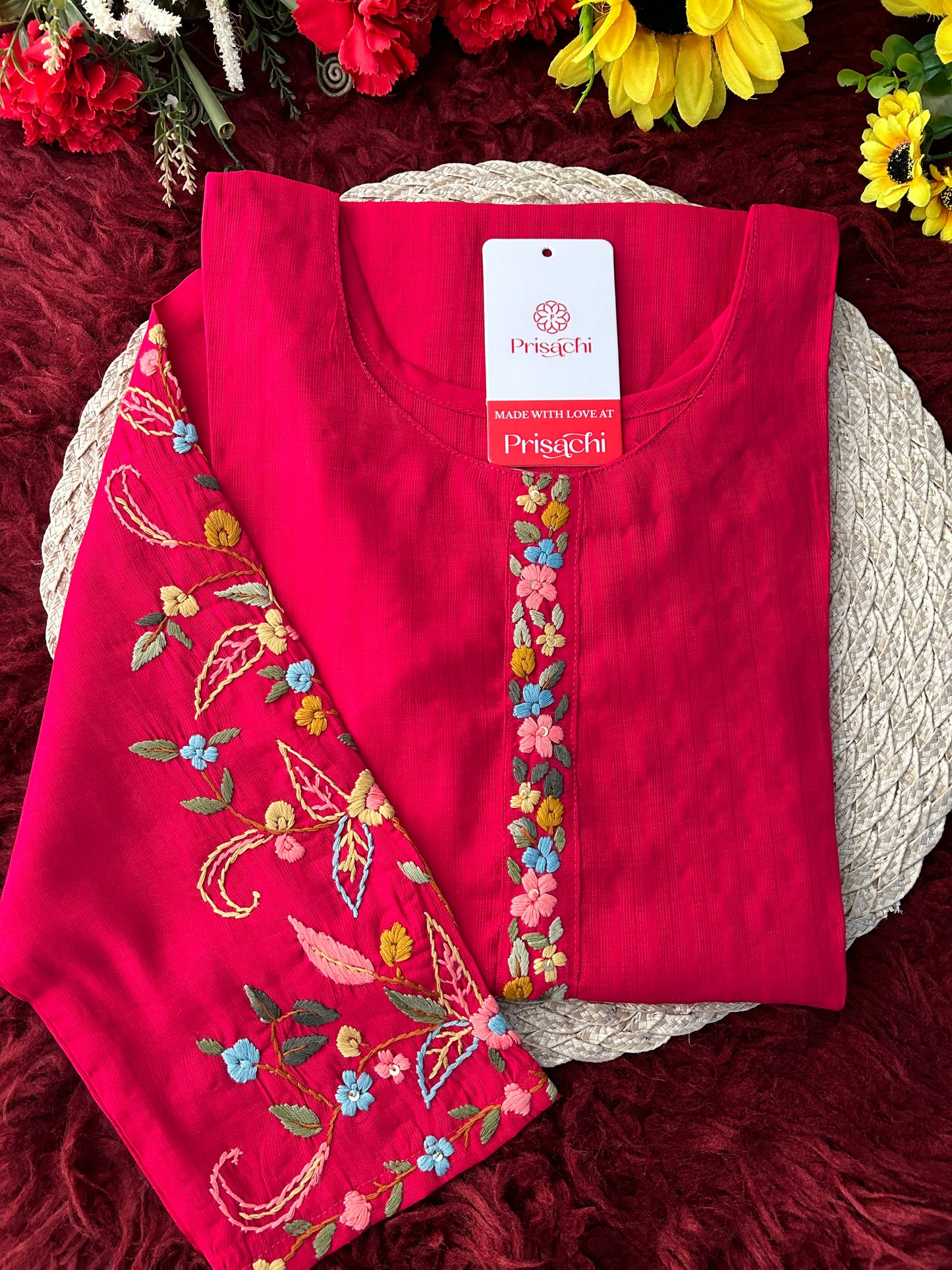 Designer Thread Embroidered Ethnic Straight Long Kurti | Casual Office And Daily Wear