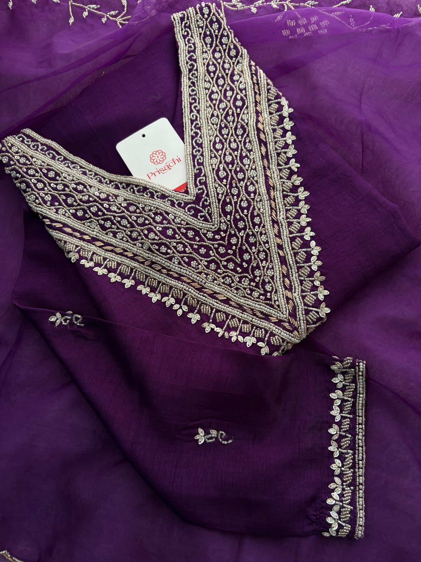 Purple Zardozi Embroidered Kurta Set for Women with Pants & Dupatta | Festive Ethnic wear