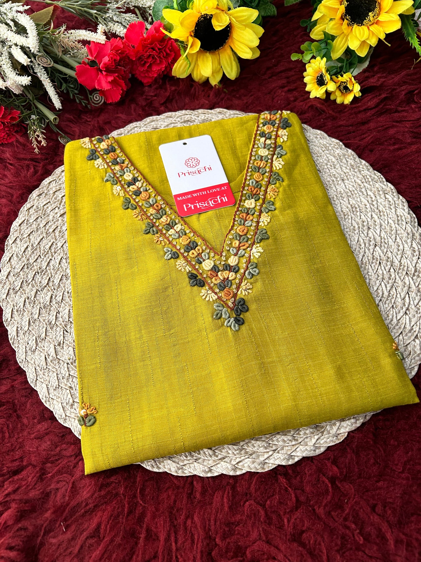 Mustard Yellow Thread Embroidered Ethnic Straight Long Kurti | Casual Office Daily Wear