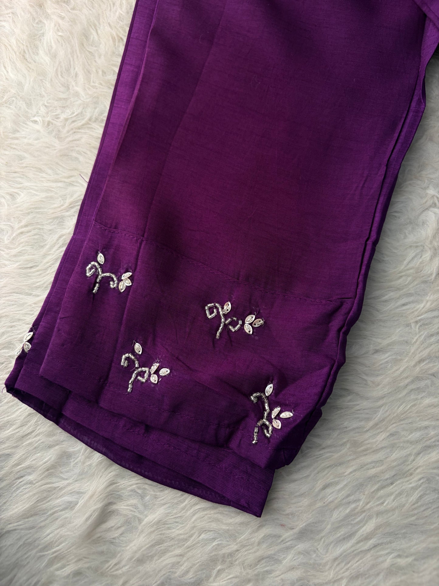 Purple Zardozi Embroidered Kurta Set for Women with Pants & Dupatta | Festive Ethnic wear
