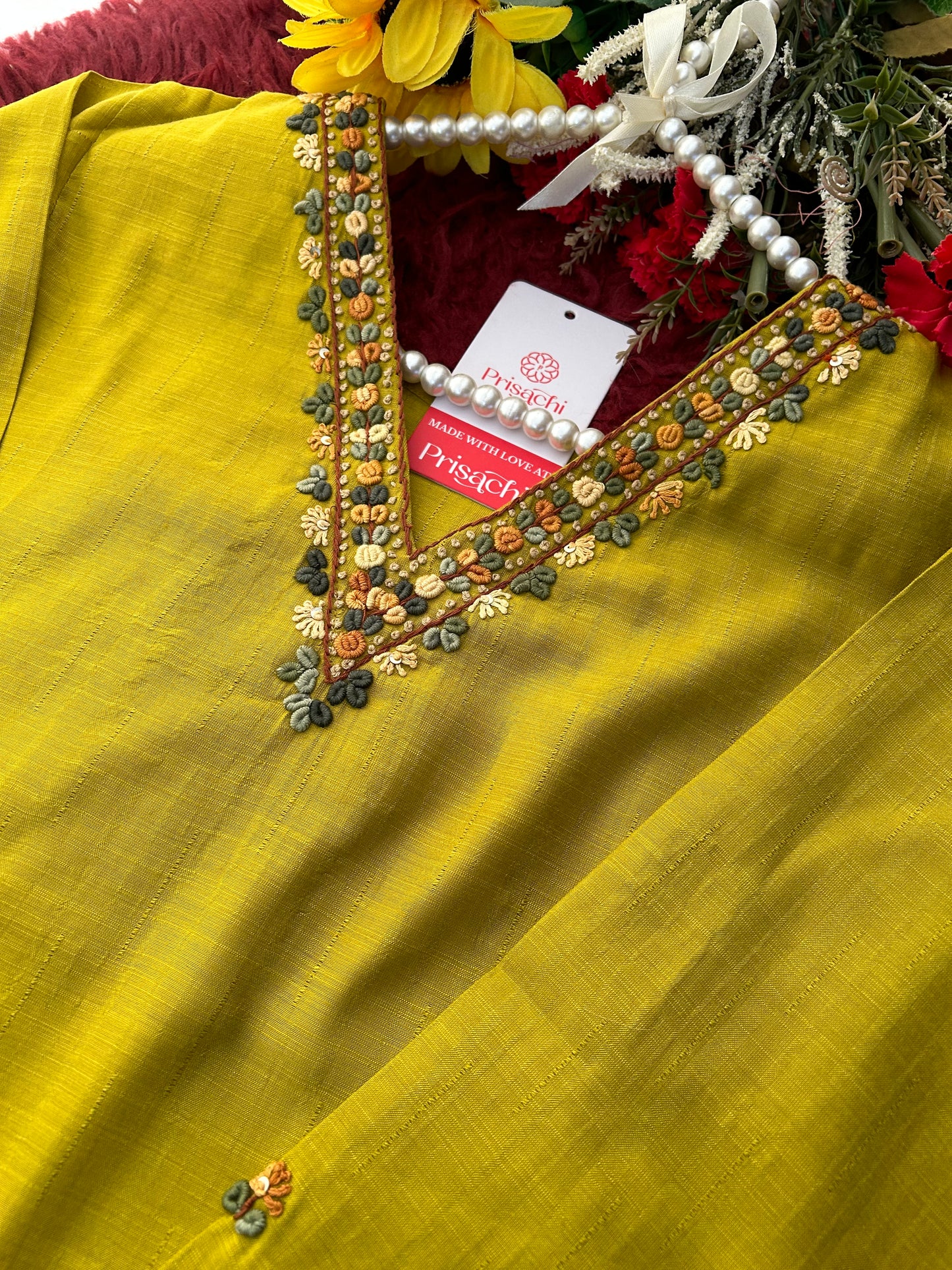 Mustard Yellow Thread Embroidered Ethnic Straight Long Kurti | Casual Office Daily Wear