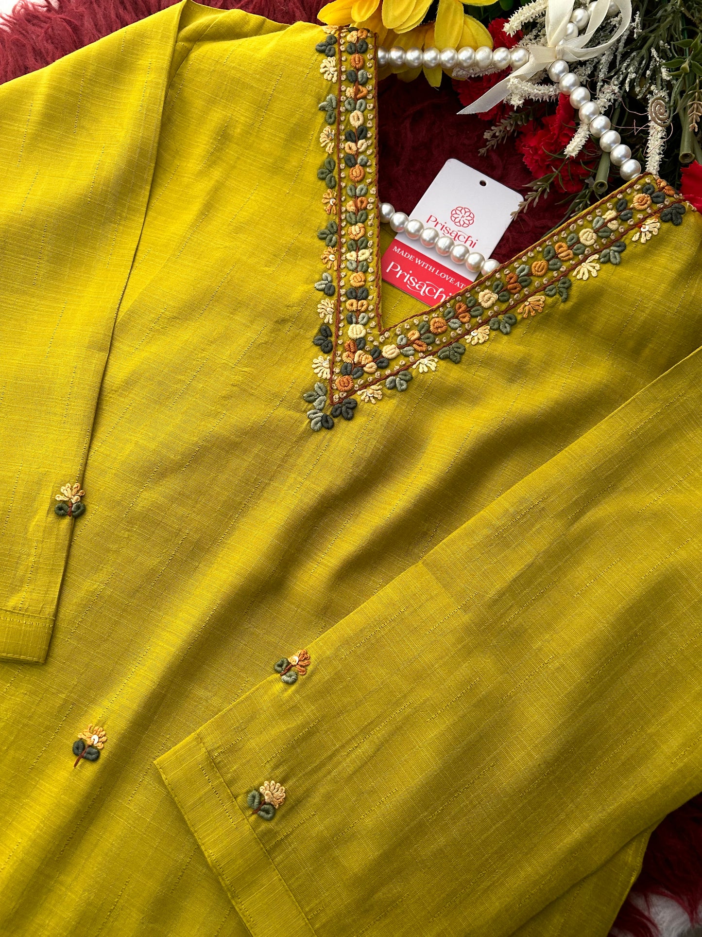 Mustard Yellow Thread Embroidered Ethnic Straight Long Kurti | Casual Office Daily Wear
