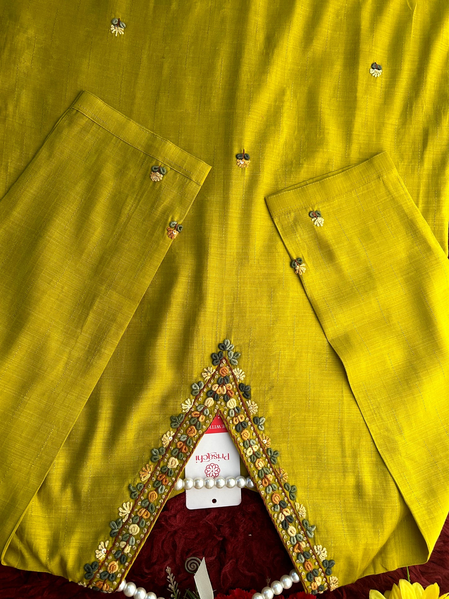 Mustard Yellow Thread Embroidered Ethnic Straight Long Kurti | Casual Office Daily Wear