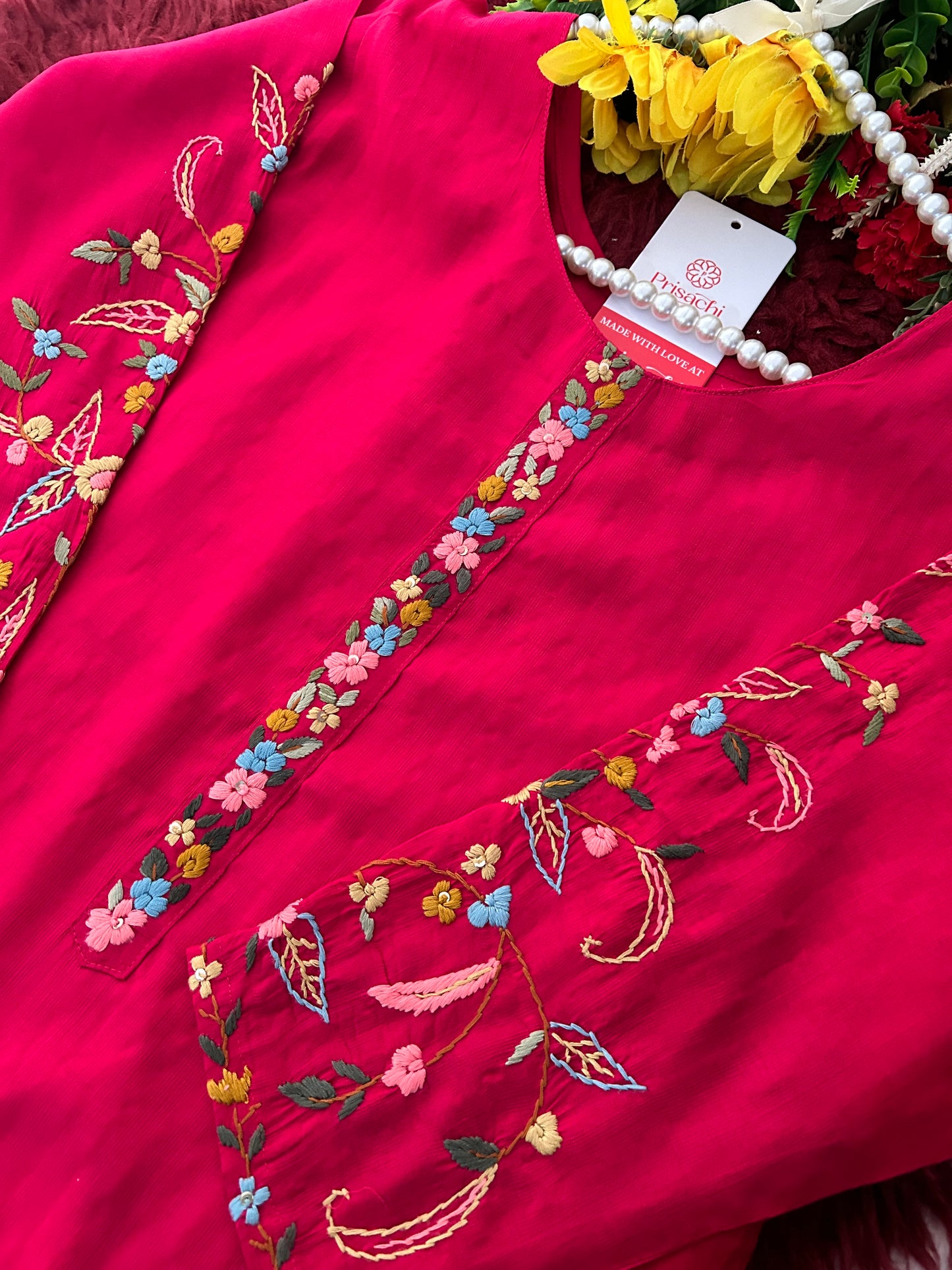Designer Thread Embroidered Ethnic Straight Long Kurti | Casual Office And Daily Wear