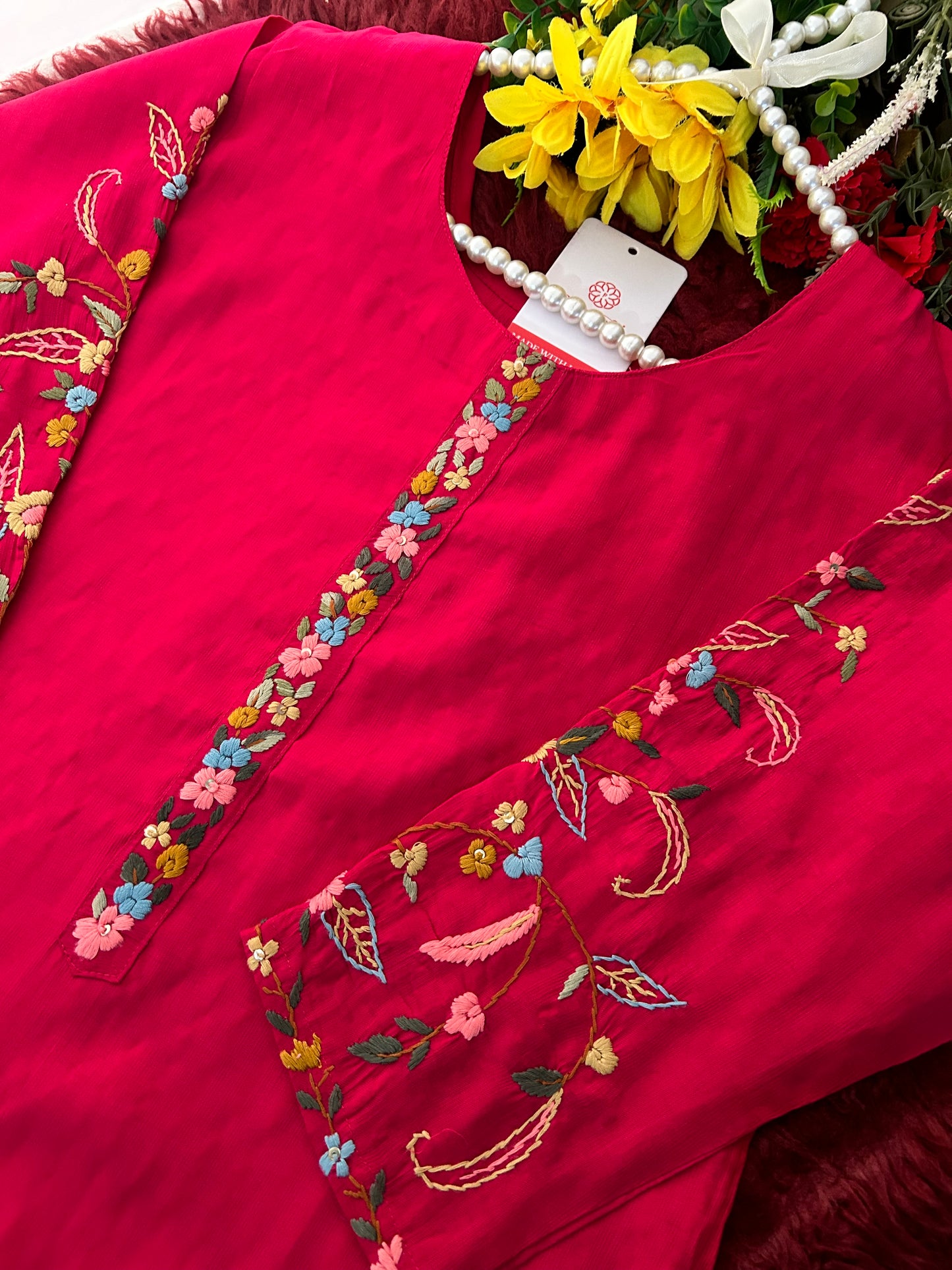 Designer Thread Embroidered Ethnic Straight Long Kurti | Casual Office And Daily Wear
