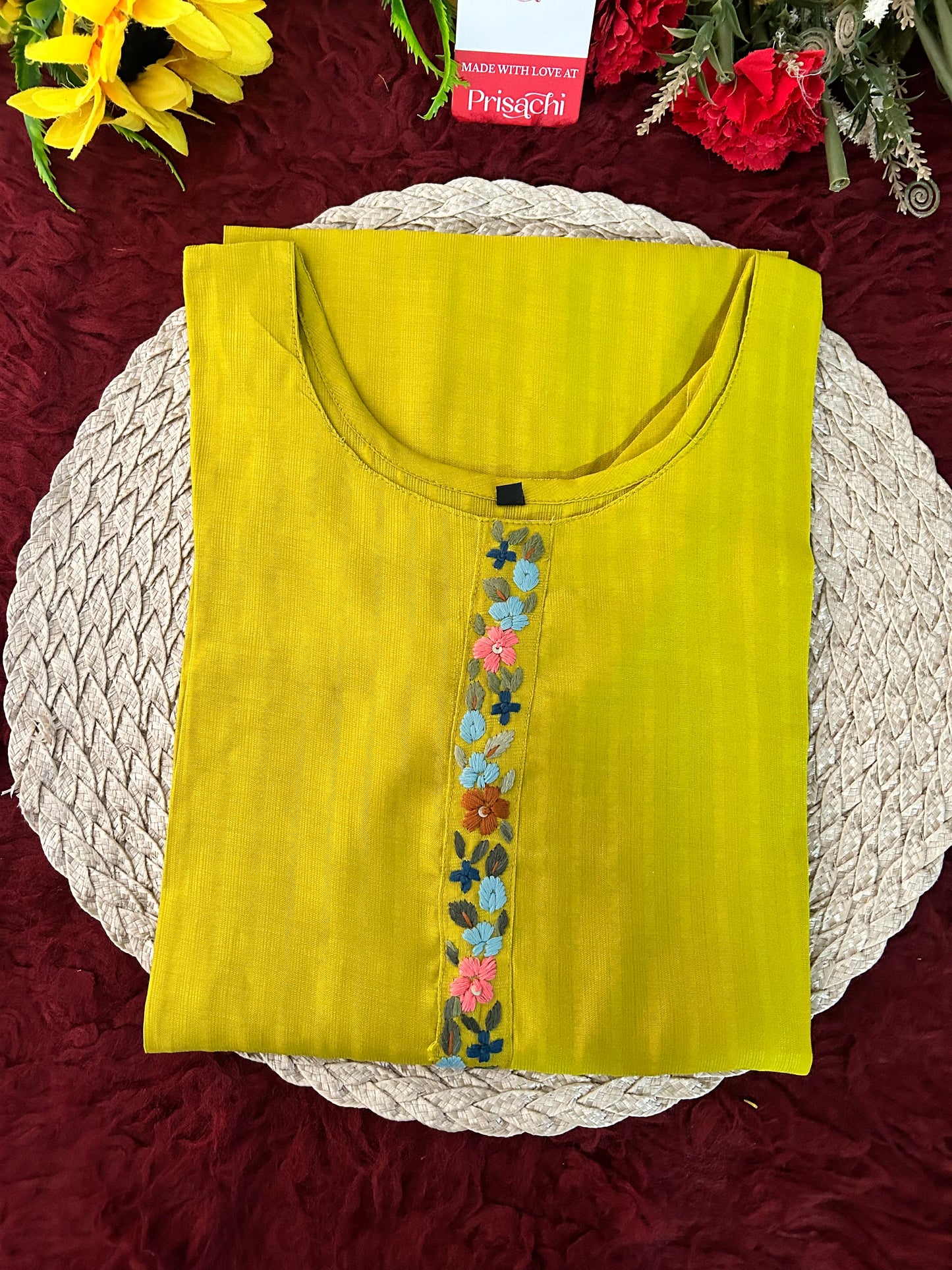 Designer Thread Embroidered Ethnic Straight Long Kurti | Casual Office And Daily Wear