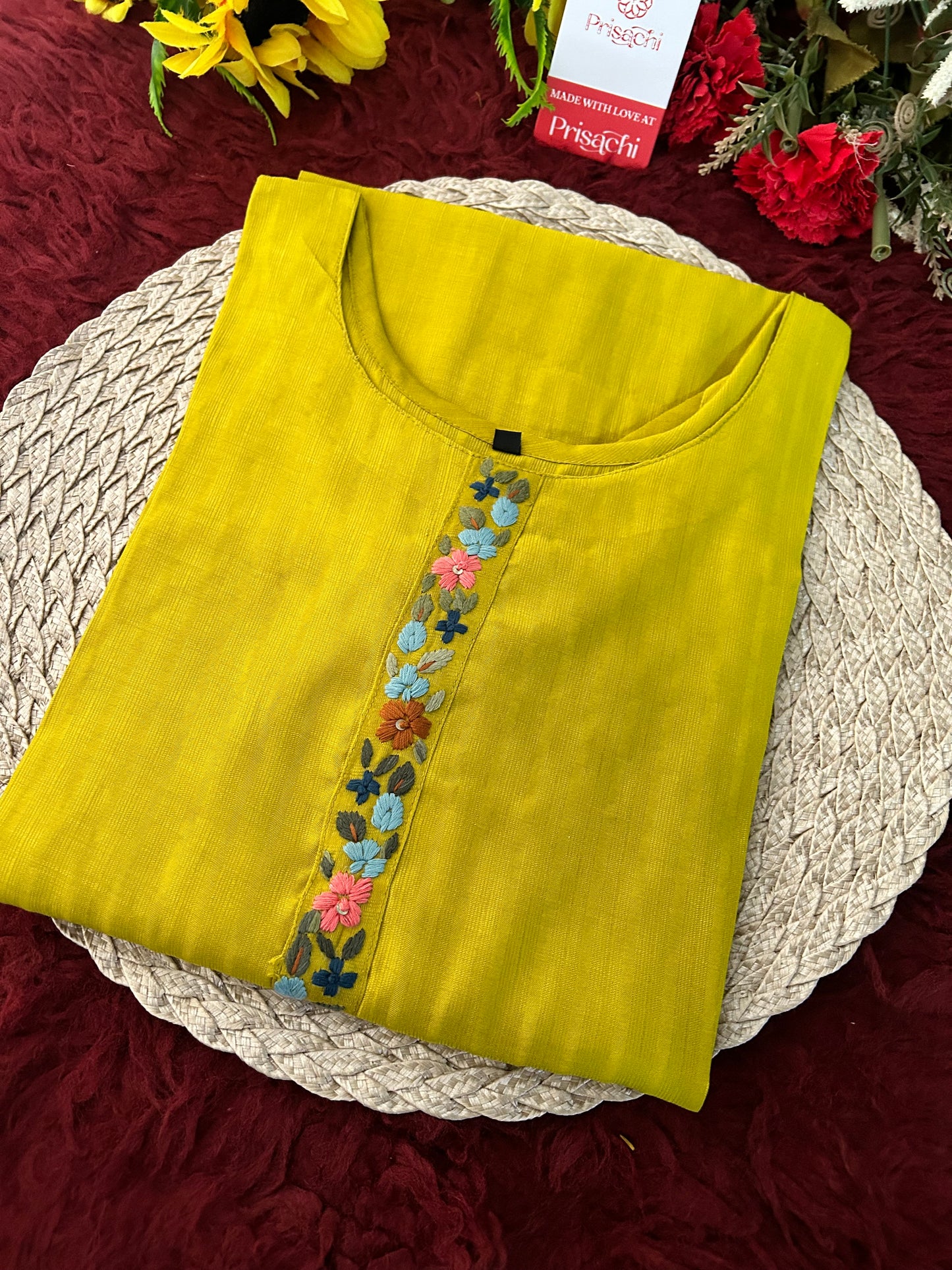 Designer Thread Embroidered Ethnic Straight Long Kurti | Casual Office And Daily Wear