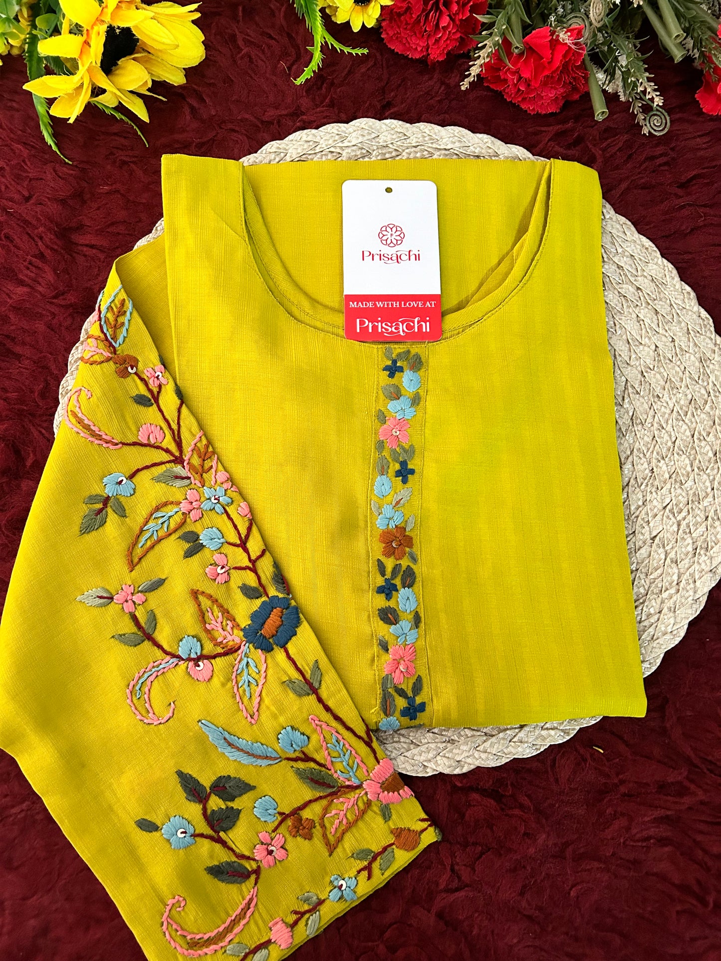 Designer Thread Embroidered Ethnic Straight Long Kurti | Casual Office And Daily Wear