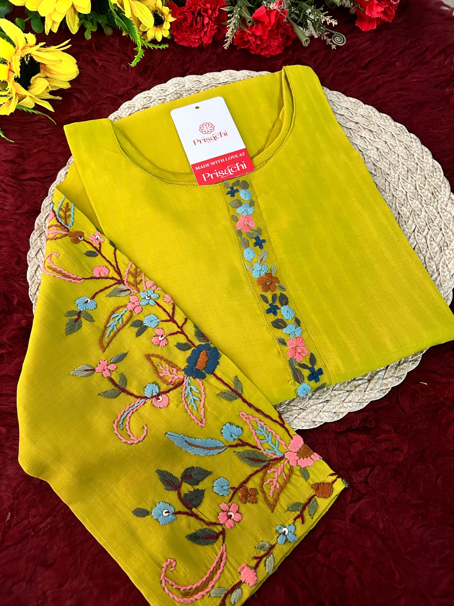 Designer Thread Embroidered Ethnic Straight Long Kurti | Casual Office And Daily Wear
