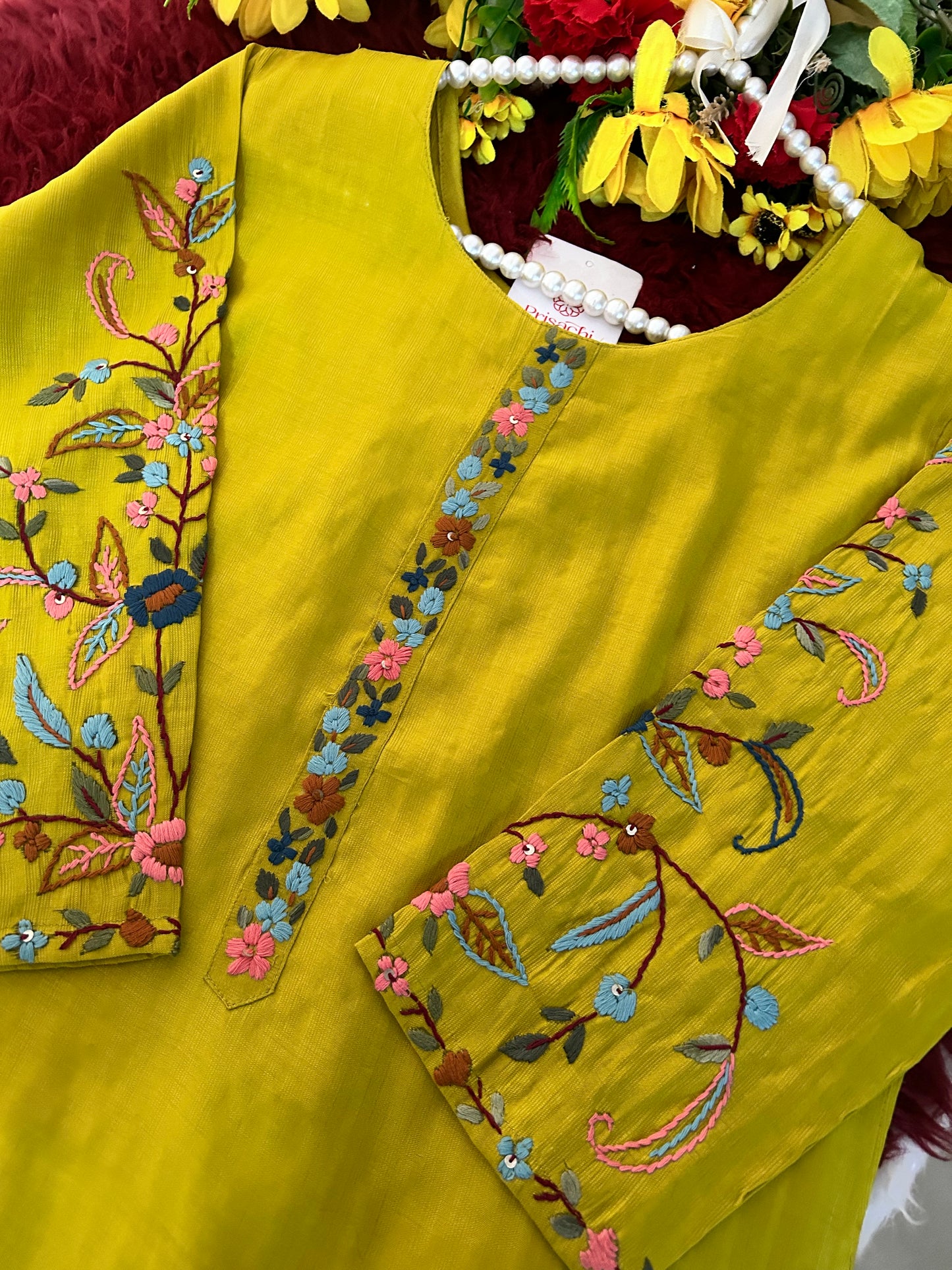 Designer Thread Embroidered Ethnic Straight Long Kurti | Casual Office And Daily Wear