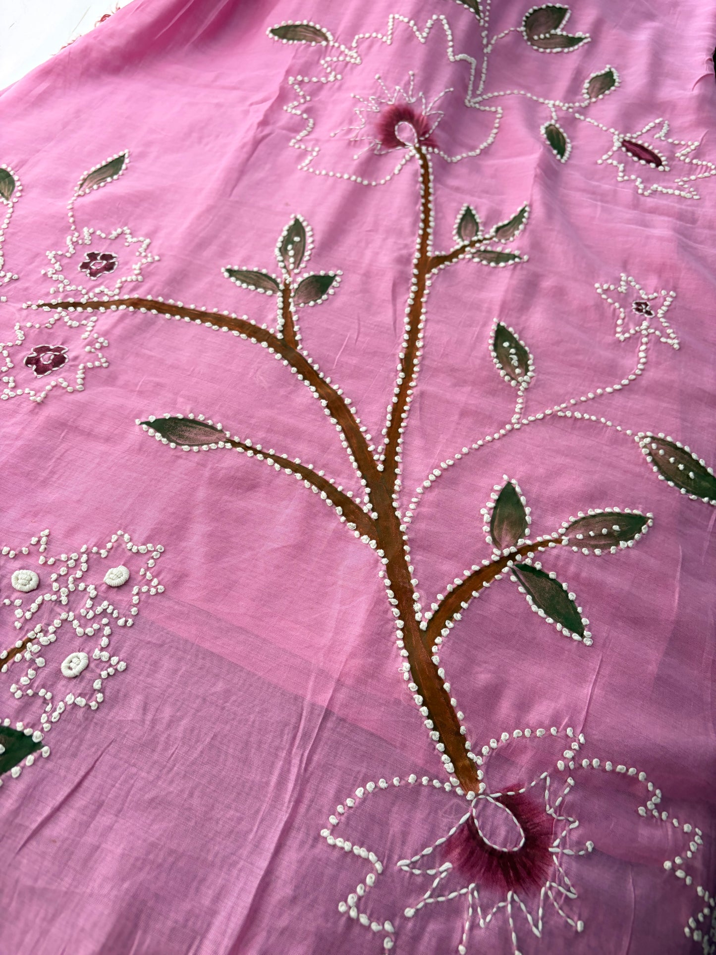 Pink Thread Embroidered A-Line Ethnic Kurta Set with Dupatta & Pants