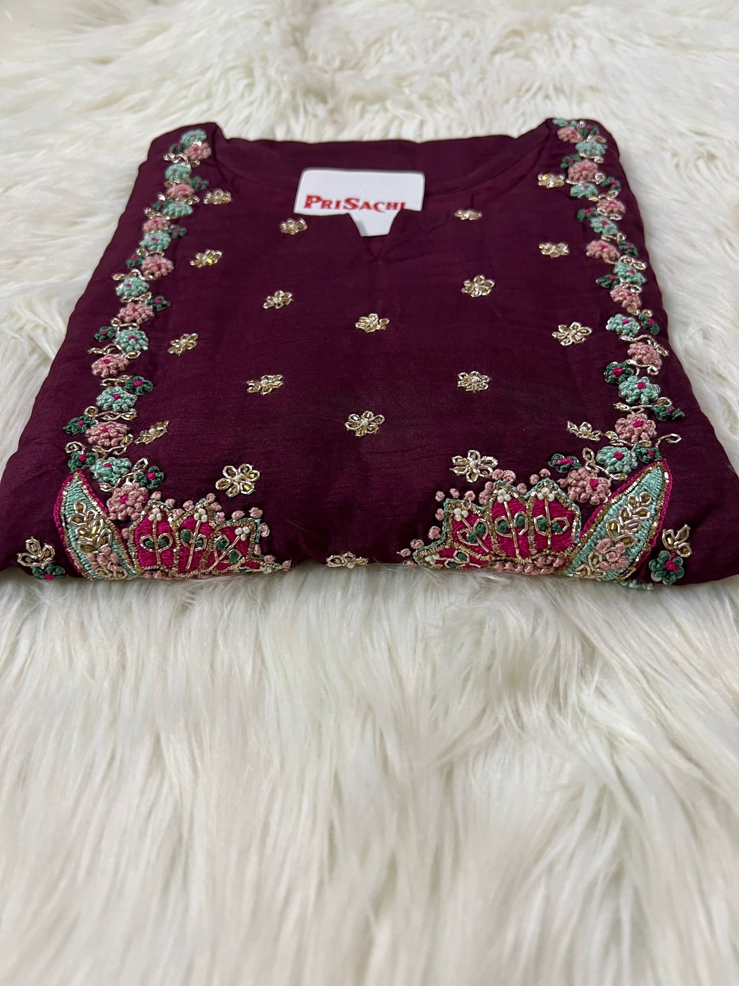 Black embroidered cotton silk kurta set with dupatta