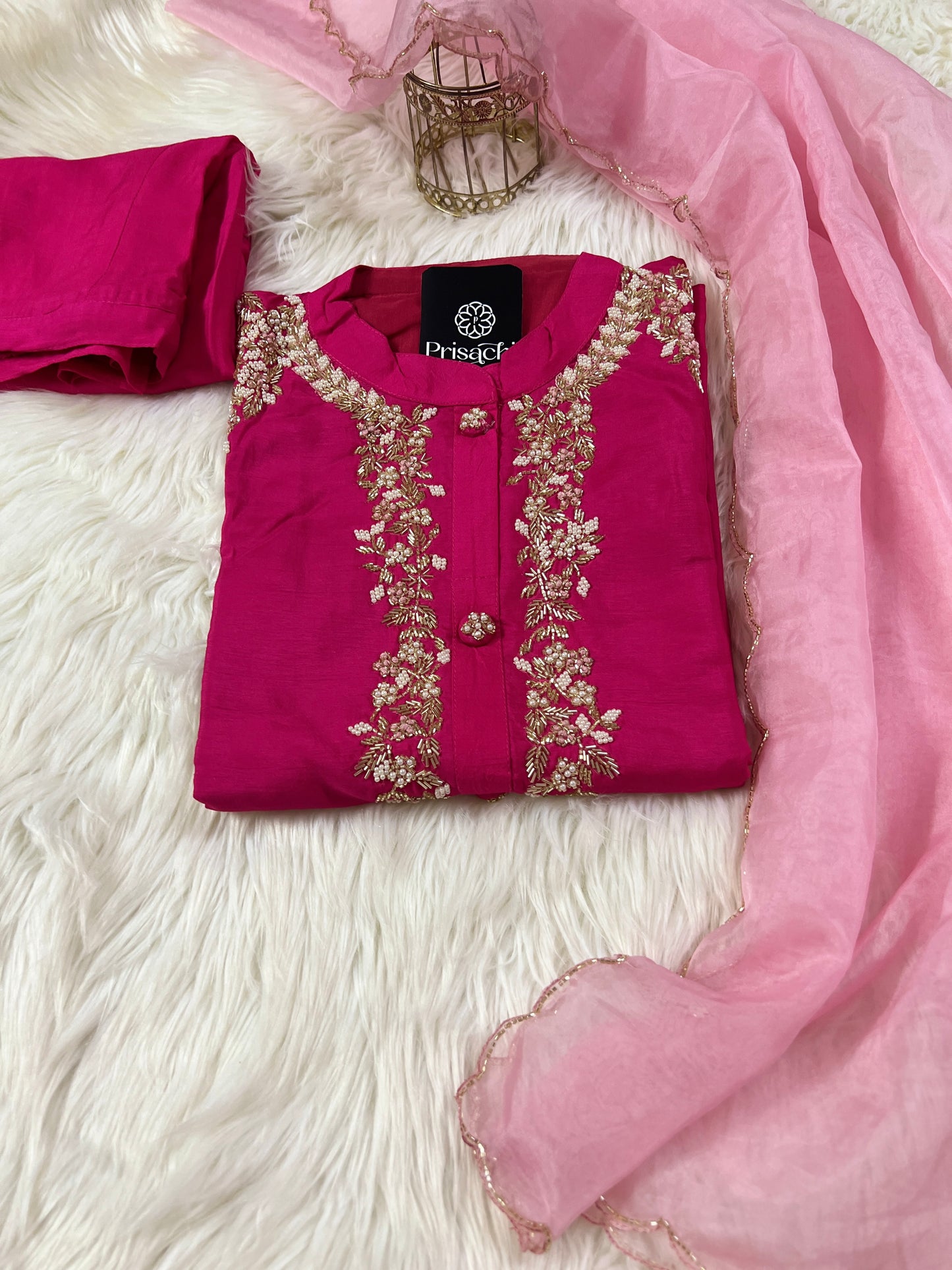 Designer Embroidered Ethnic kurta set with dupatta and pants - Prisachi Official