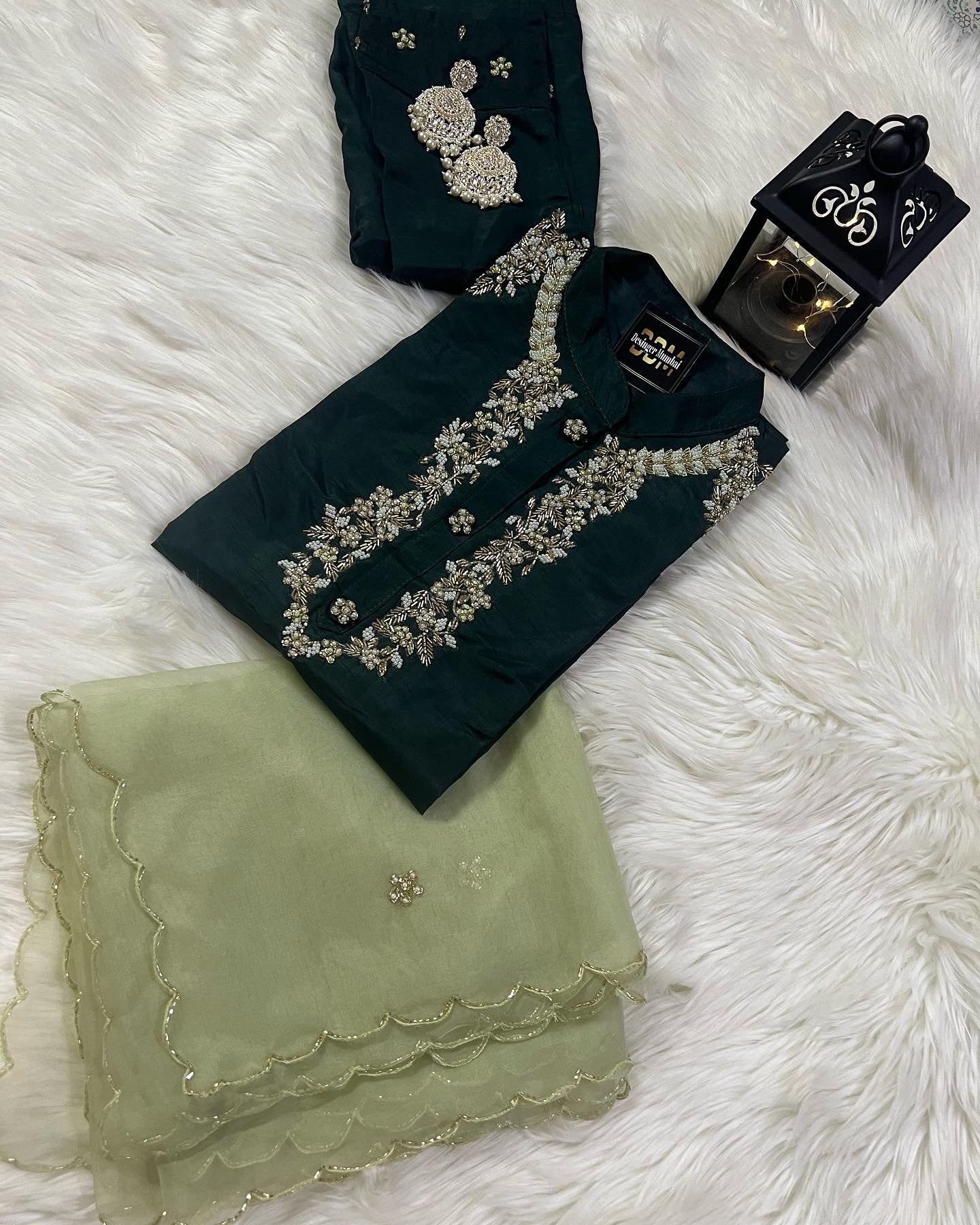 Designer Embroidered Ethnic kurta set with dupatta and pants - Prisachi Official