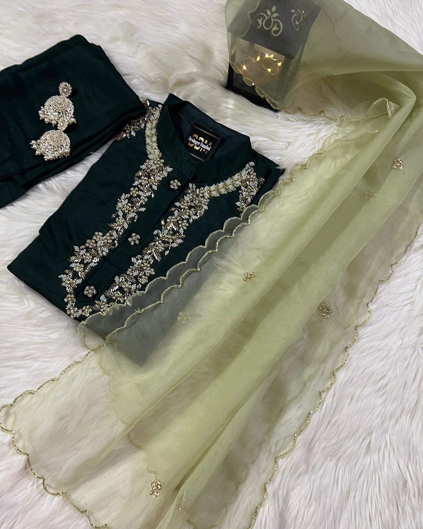Designer Embroidered Ethnic kurta set with dupatta and pants - Prisachi Official