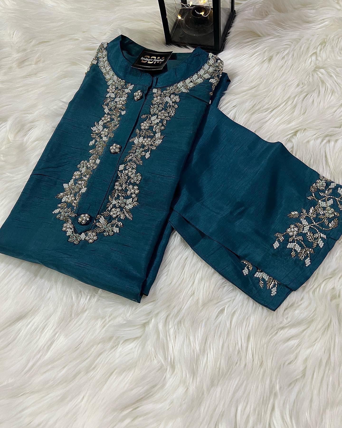 Designer Embroidered Ethnic kurta set with dupatta and pants - Prisachi Official
