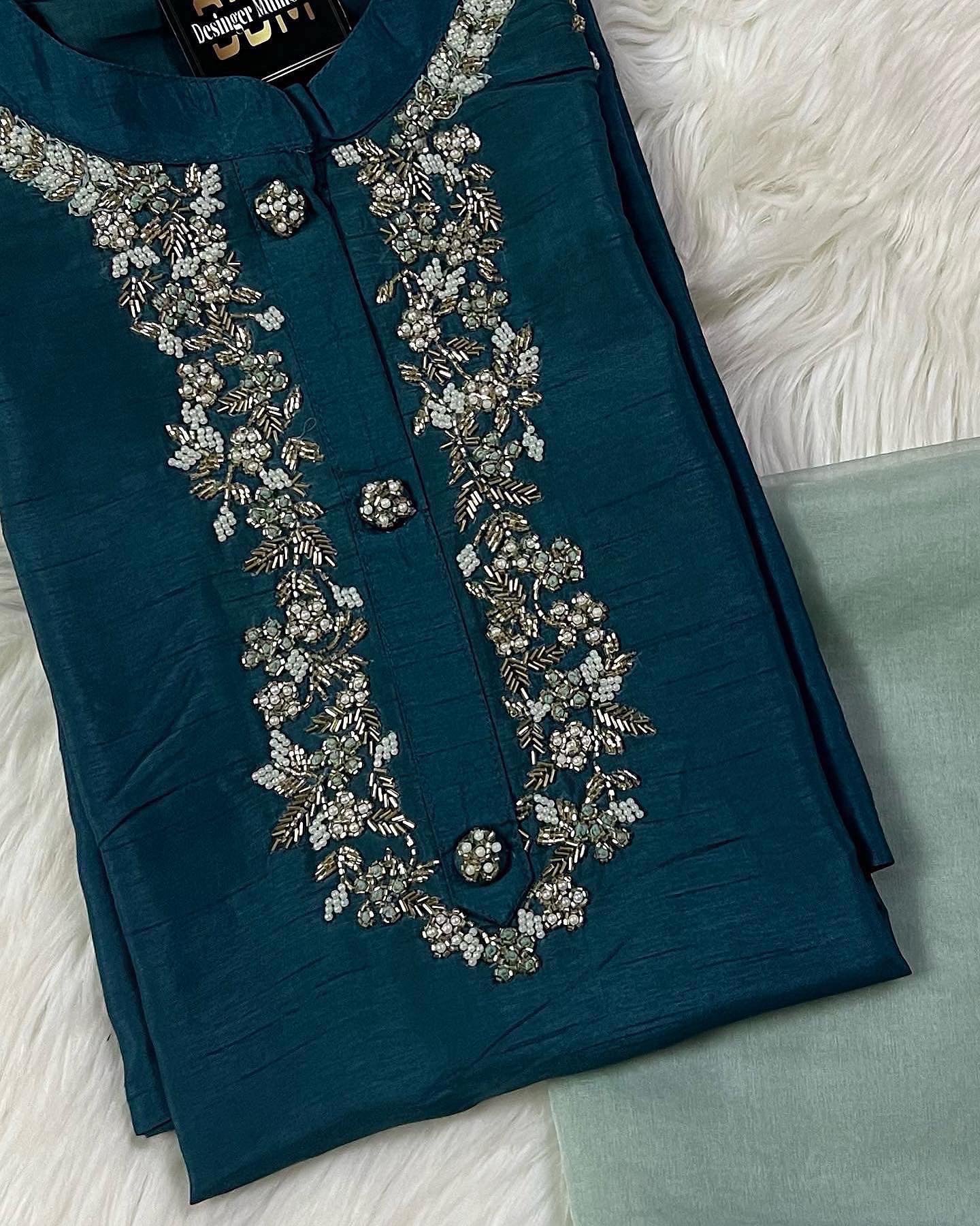 Maslin Designer Embroidery with Zardosi Kurti set with dupttaa