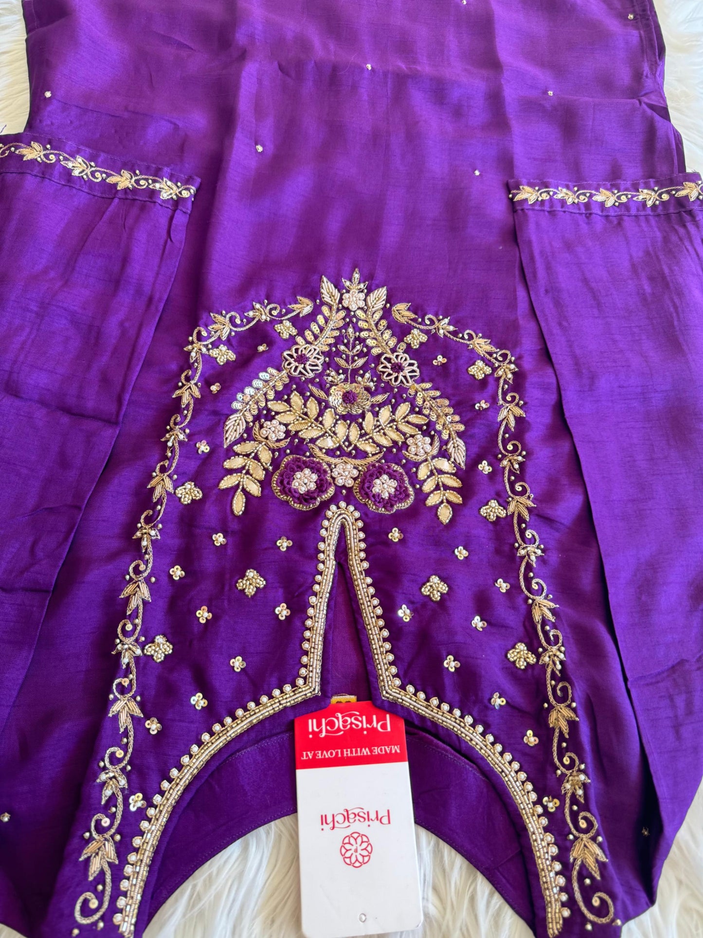 Purple Zardozi Embroidered Kurta Set With Pants And Banarasi Dupatta for Women | Designer Ethnic Suit